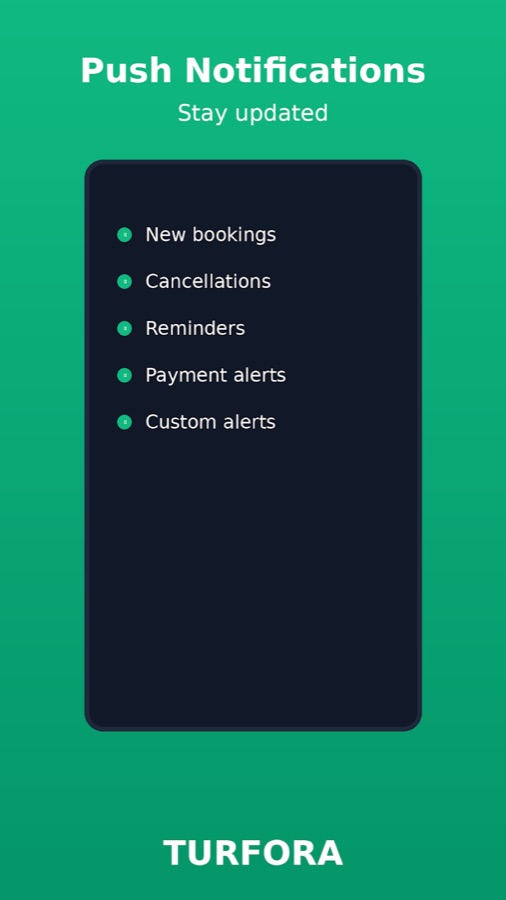 Push notifications for bookings and payments