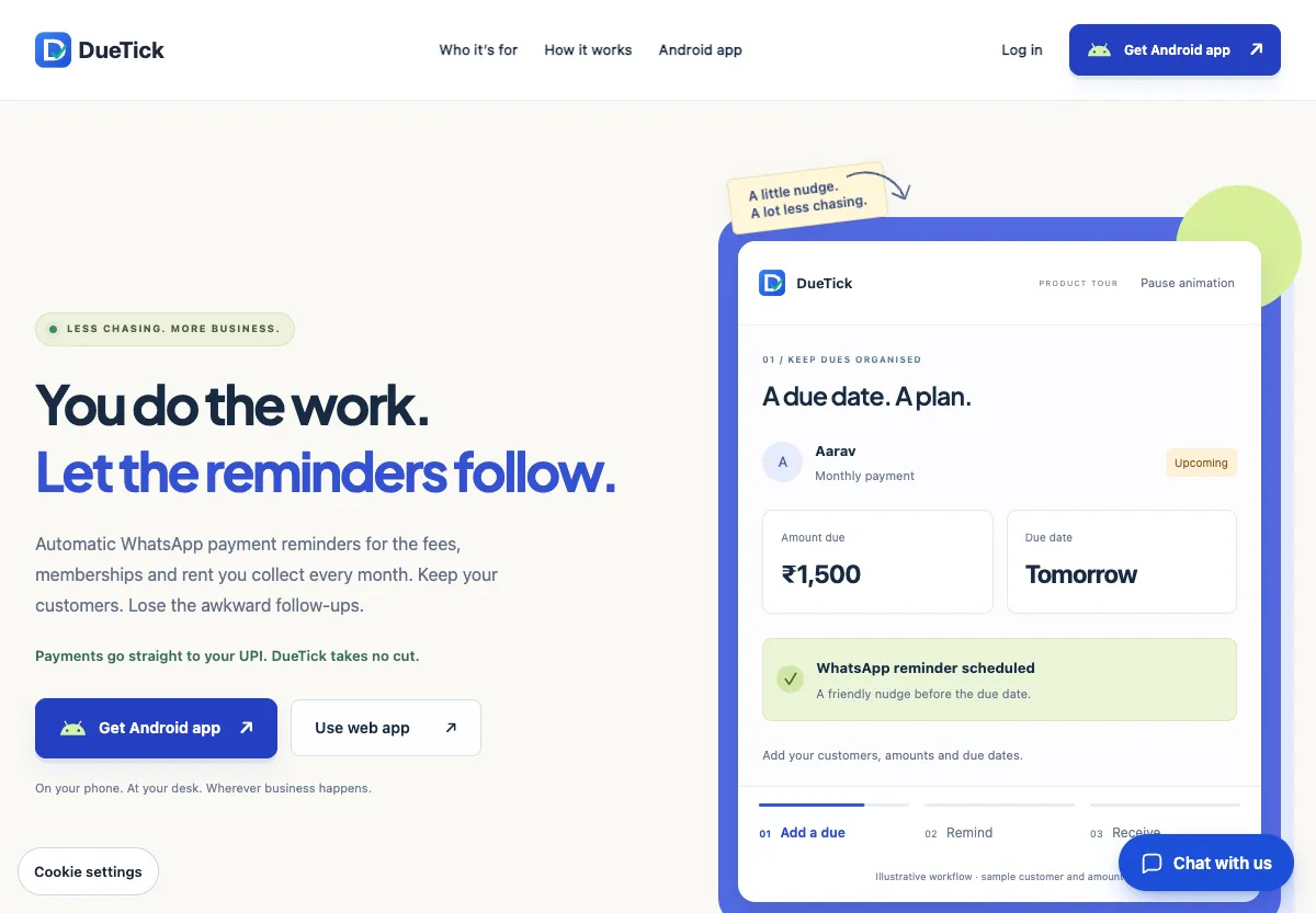 DueTick website