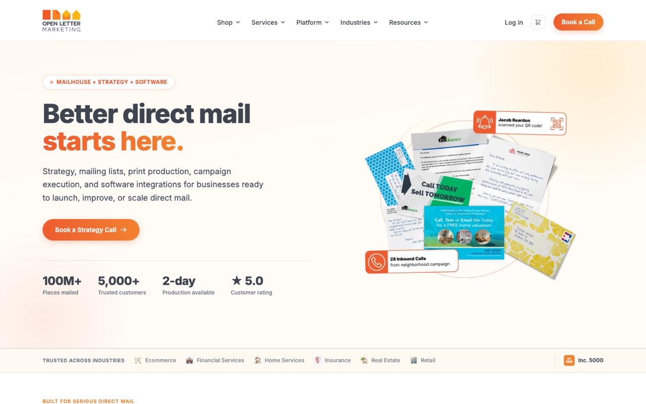Open Letter Marketing website